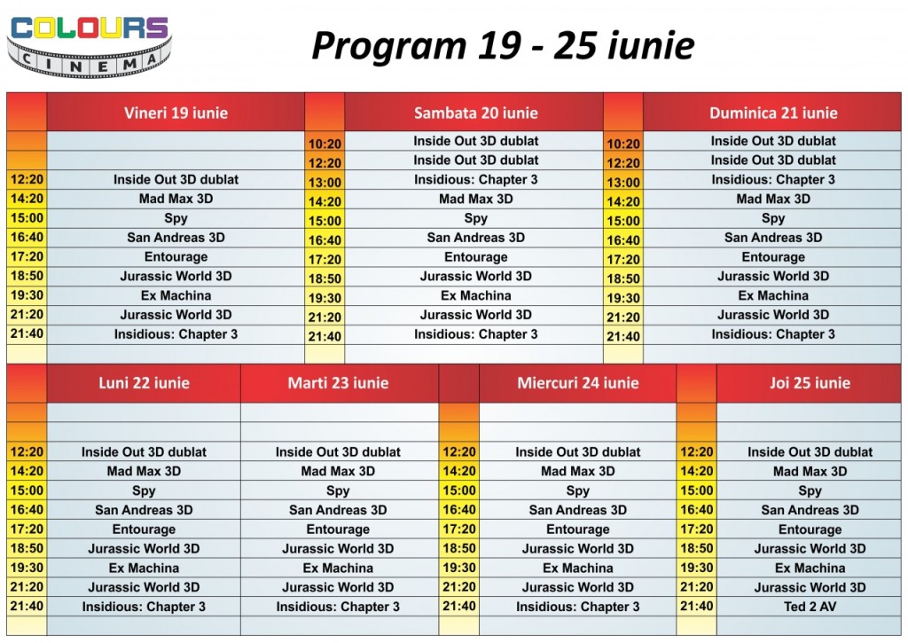 Program 19 - 25 iunie FB
