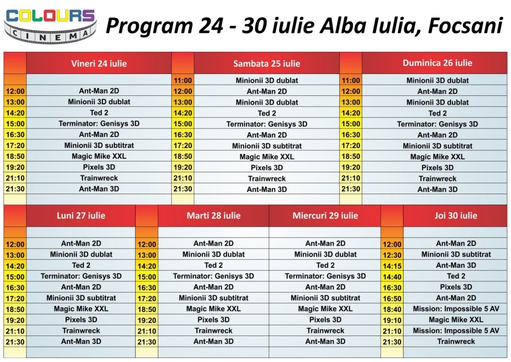 Program  24 - 30  iulie FB Ab, Fs